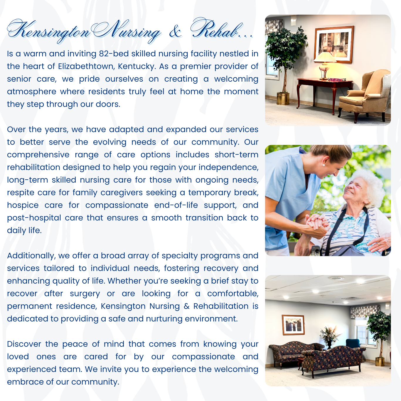 Kensington Welcome Page